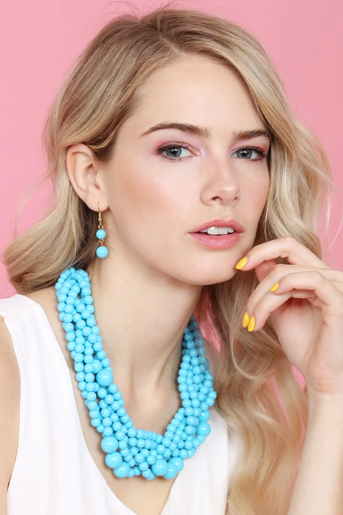 MULTI STRAND BUBBLE CHOKER NECKLACE AND EARRING SET