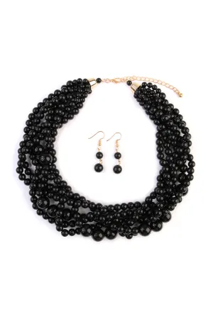 MULTI STRAND BUBBLE CHOKER NECKLACE AND EARRING SET