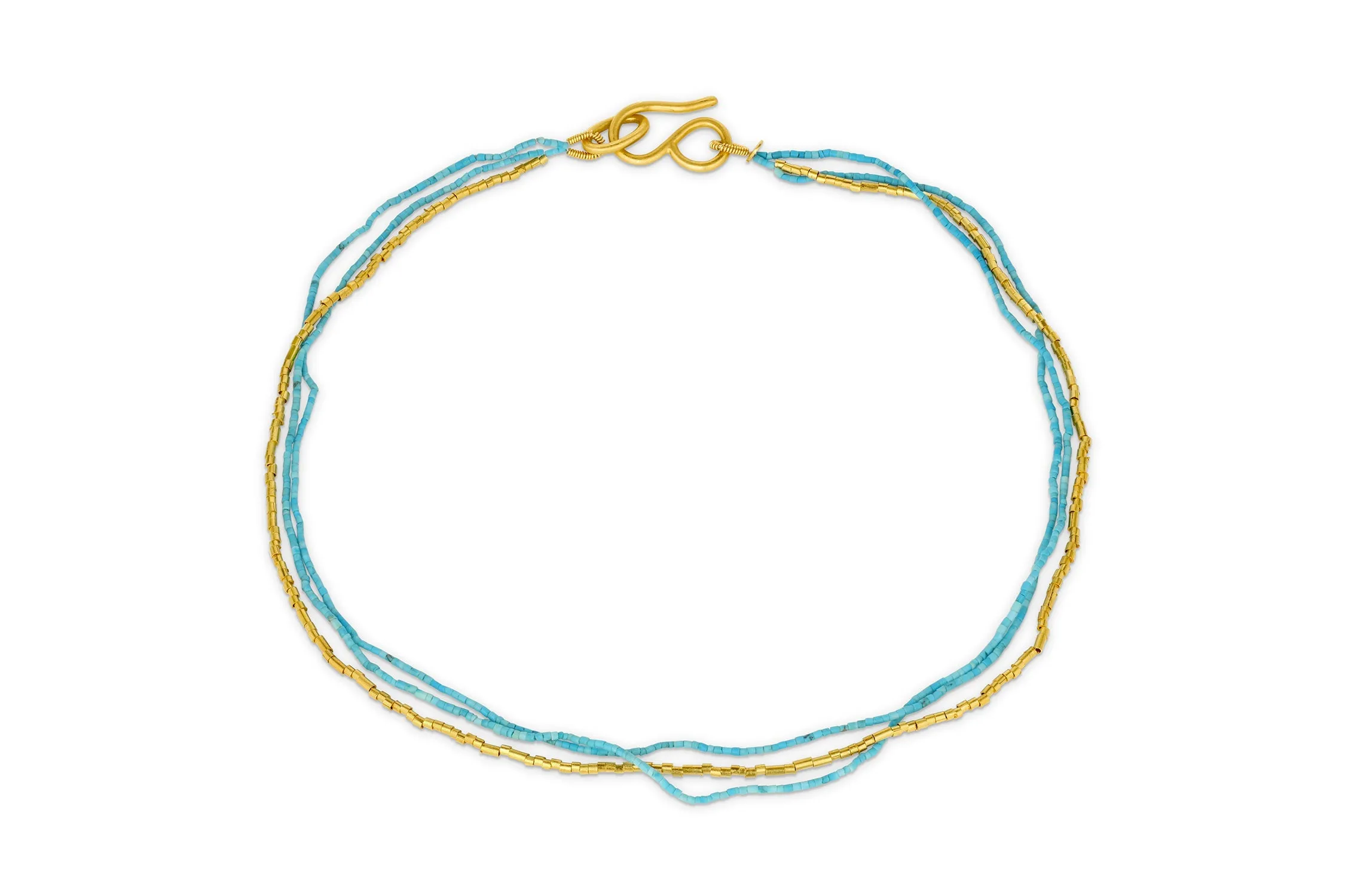 Multi Strand Turquoise and Gold Necklace
