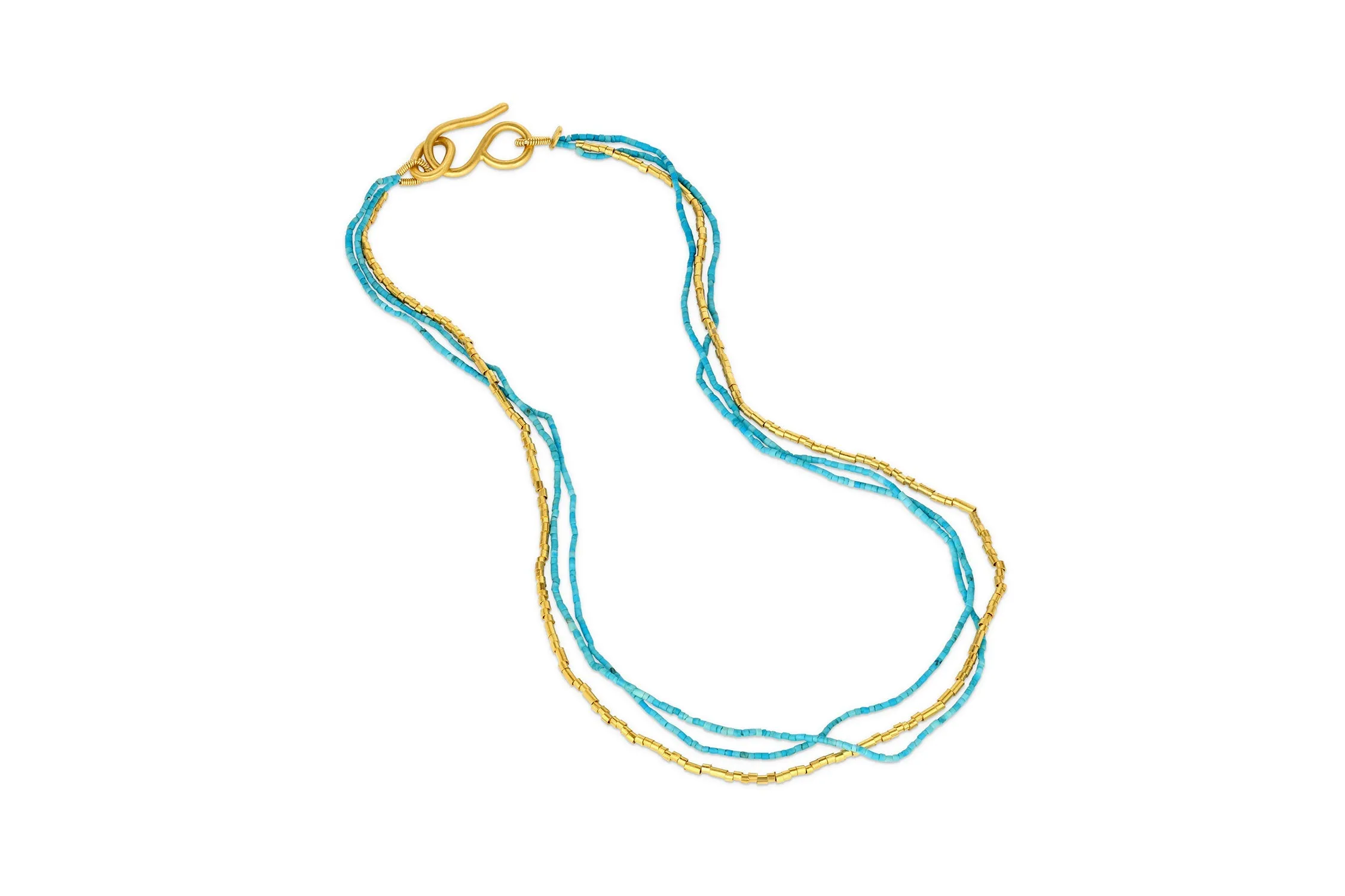 Multi Strand Turquoise and Gold Necklace