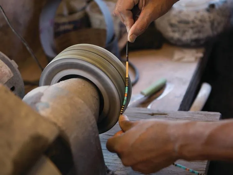 Multicolor Heishi Necklace by Gerard & Mary Calabaza - Light Yellow: Butterstone - Africa