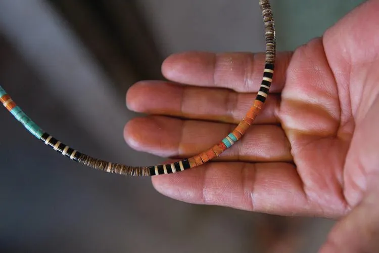 Multicolor Heishi Necklace by Gerard & Mary Calabaza - Yellow/Black Leopardskin - Utah