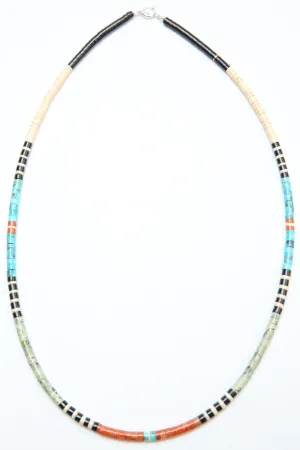 Multicolor Heishi Necklace by Gerard & Mary Calabaza - Yellow/Black Leopardskin - Utah