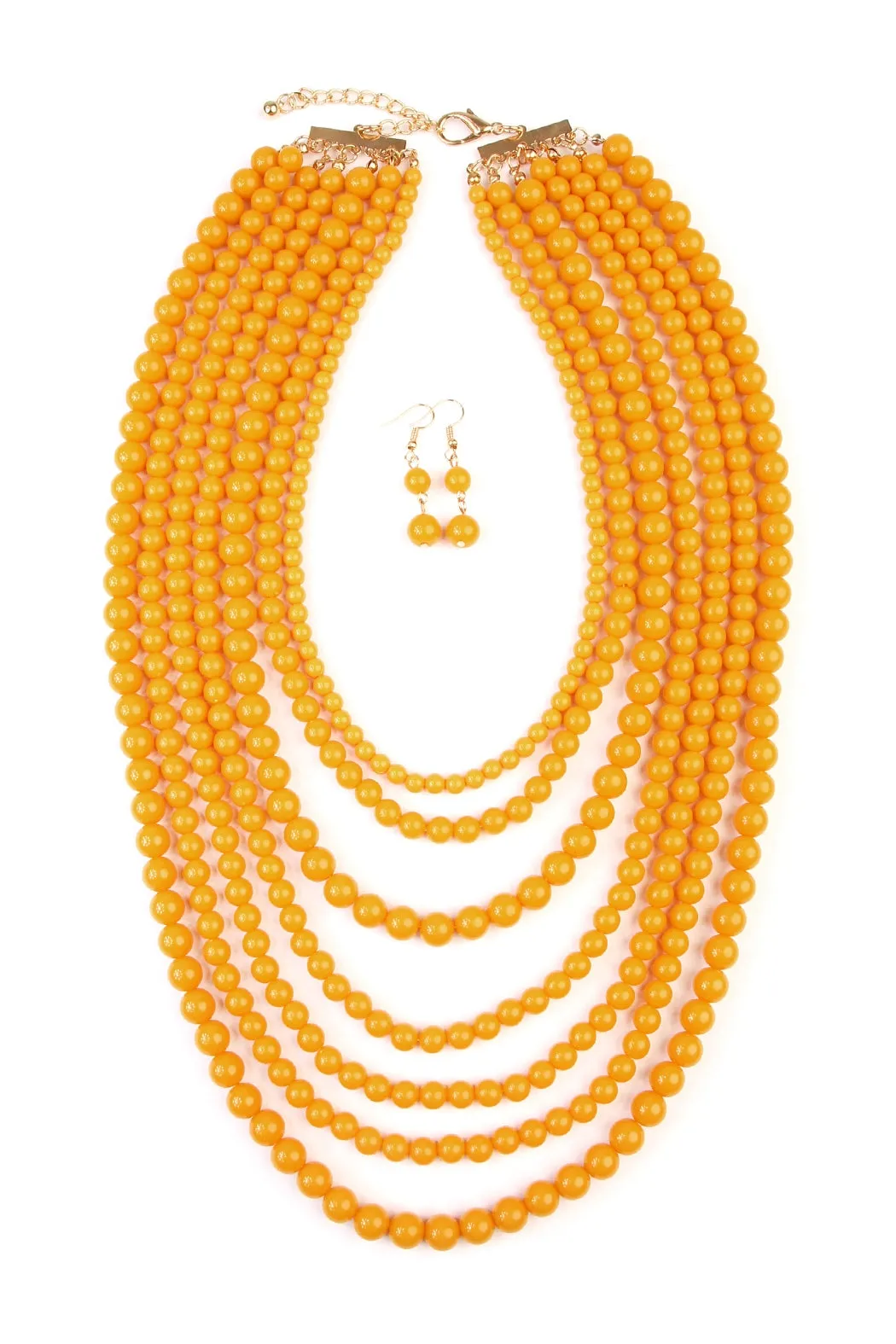 Multilayer Acrylic Mustard Necklace & Earring Set - Pack of 6
