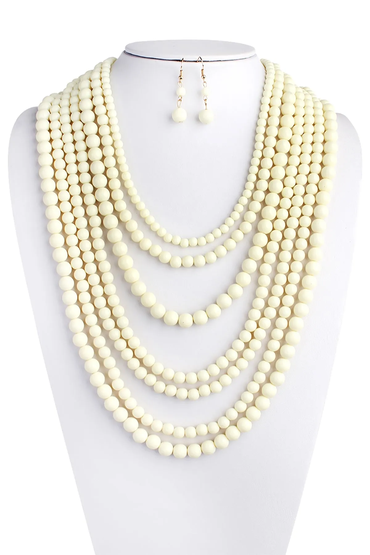 Multilayer Acrylic Natural Necklace & Earring Set - Pack of 6
