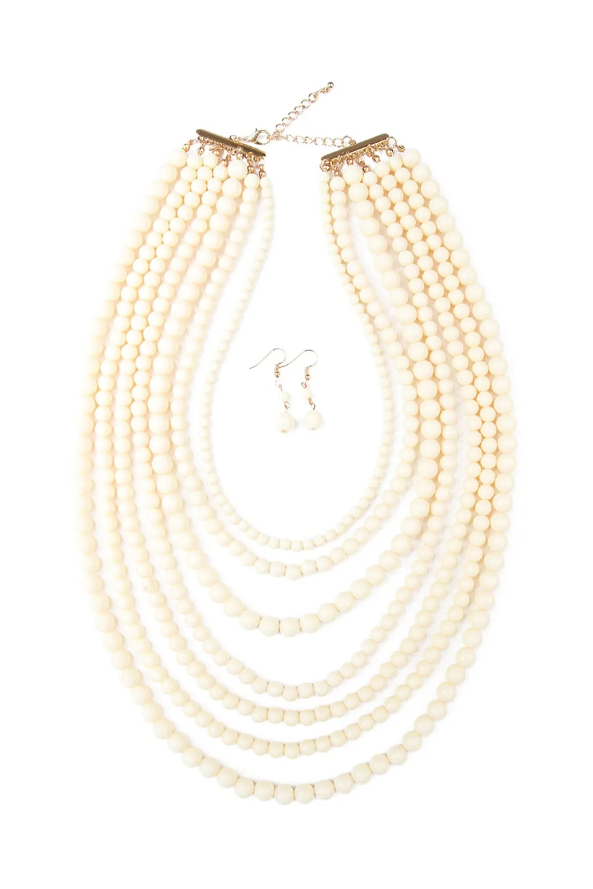 Multilayer Acrylic White-1 Necklace & Earring Set - Pack of 6