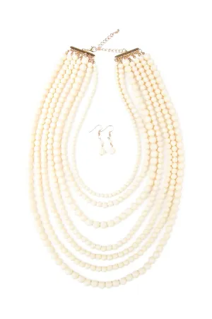 Multilayer Acrylic White-1 Necklace & Earring Set - Pack of 6