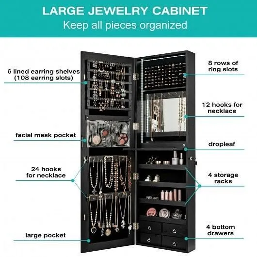 Multipurpose Storage Cabinet with 4 Drawers-Black - Color: Black
