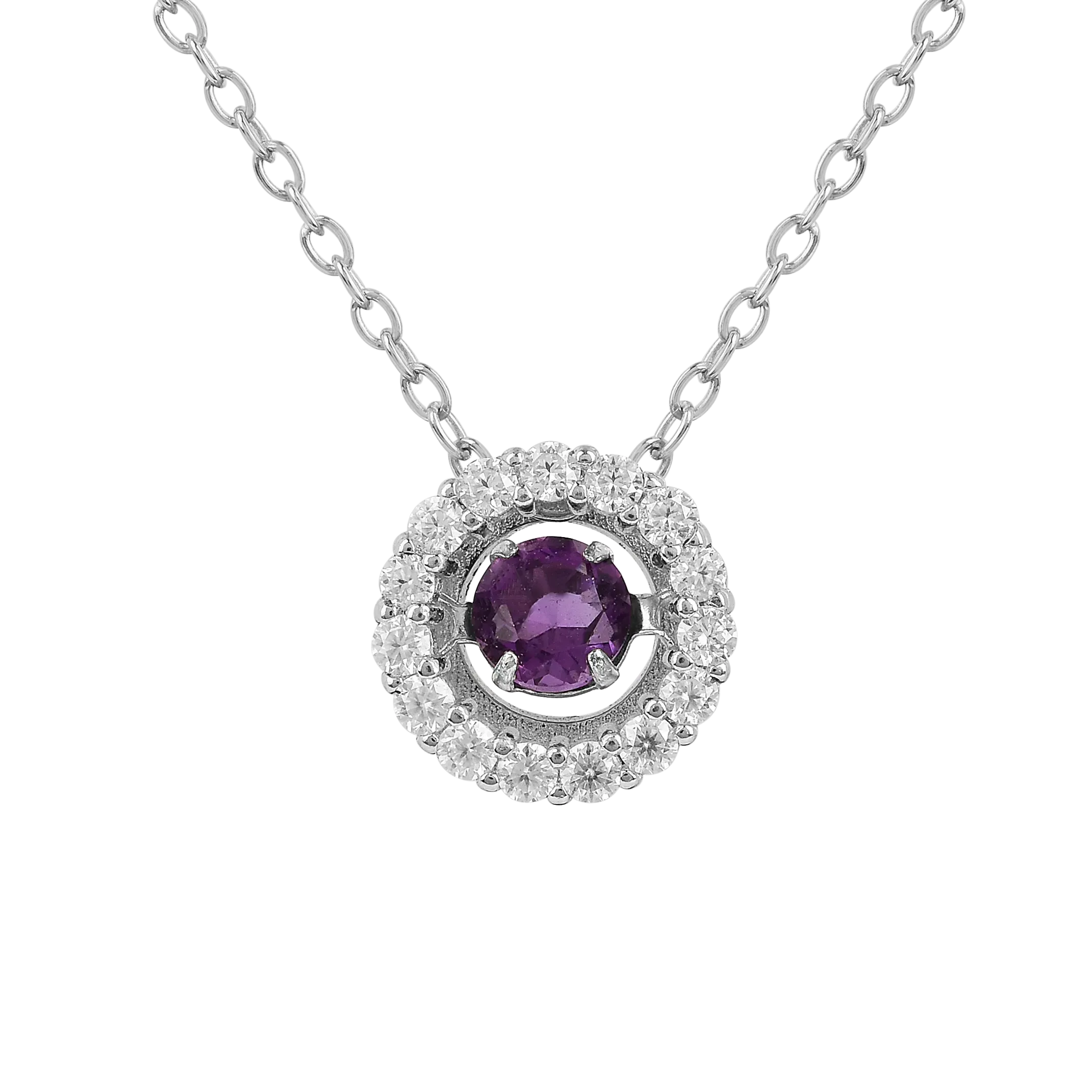 Natural Amethyst Dancing Stone Halo Necklace