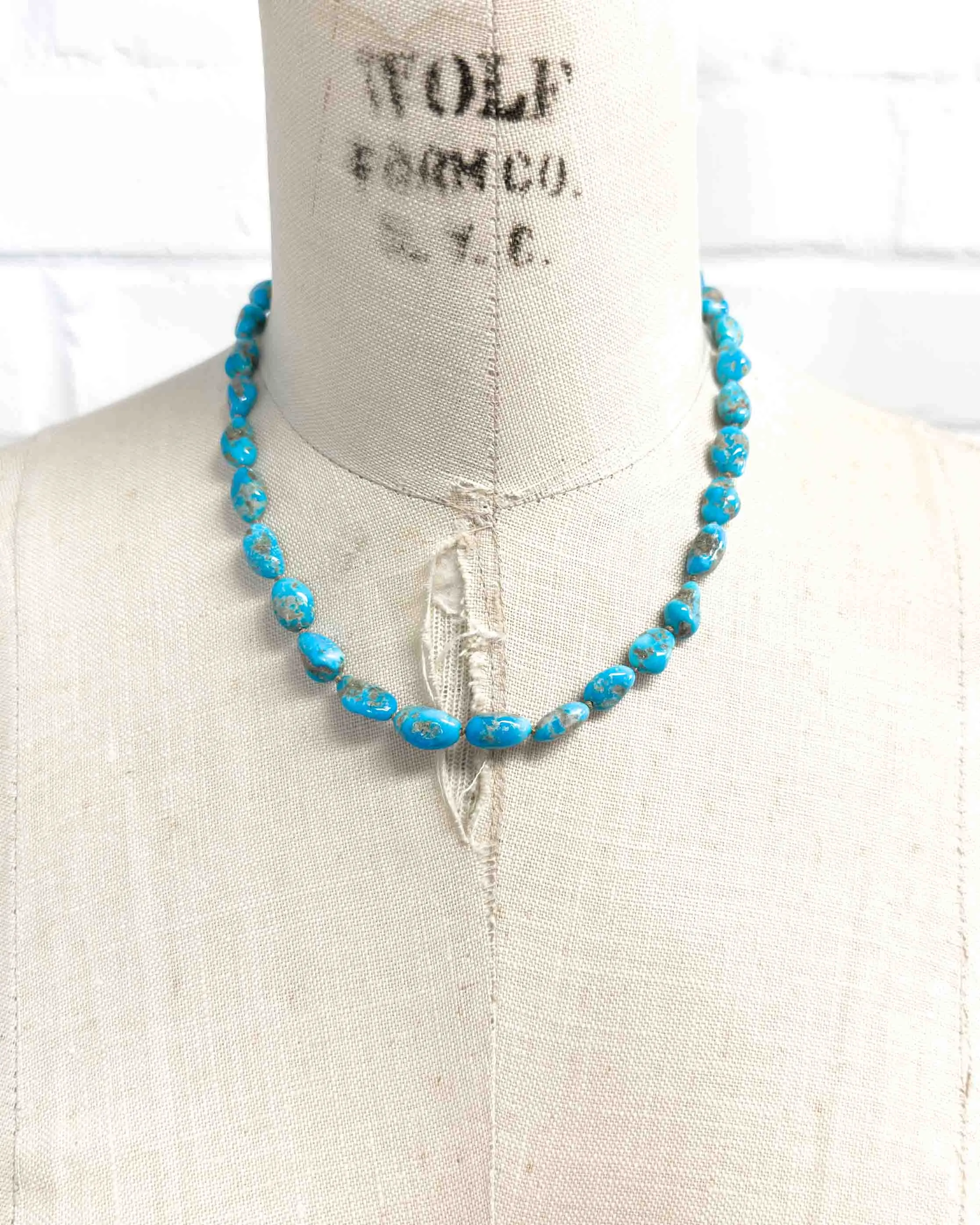 Natural Arizona Castle Dome Turquoise Nugget Necklace