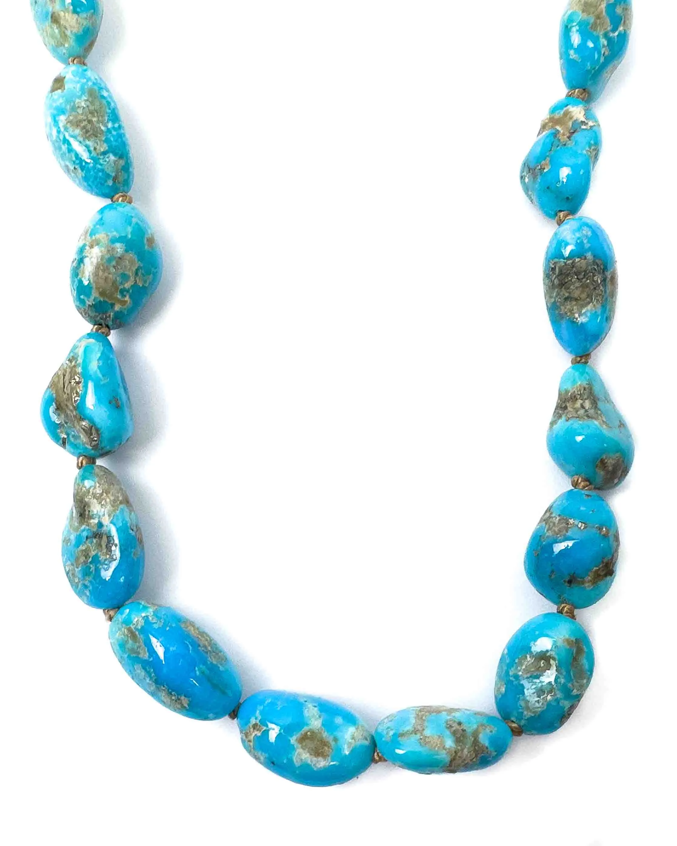 Natural Arizona Castle Dome Turquoise Nugget Necklace