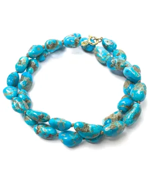 Natural Arizona Castle Dome Turquoise Nugget Necklace