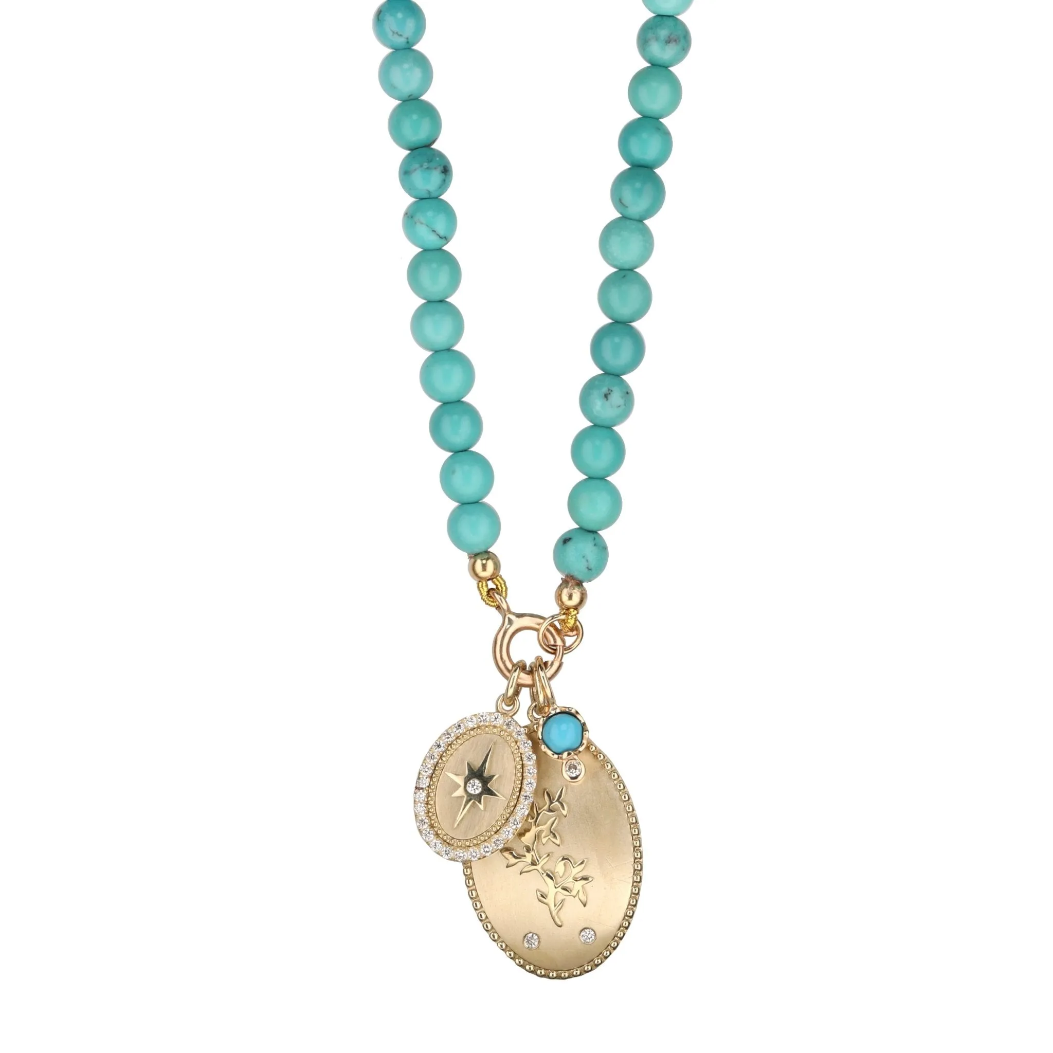 Natural Arizona Round Turquoise Beaded Necklace