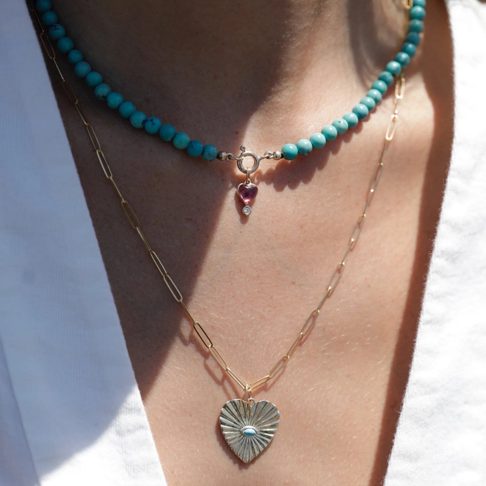 Natural Arizona Round Turquoise Beaded Necklace