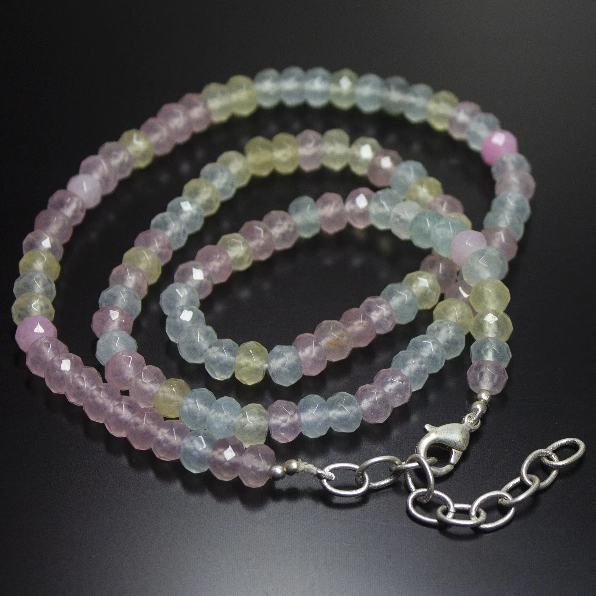 Natural Multi Color Jade Faceted Rondelle Beads Necklace 6mm 21"