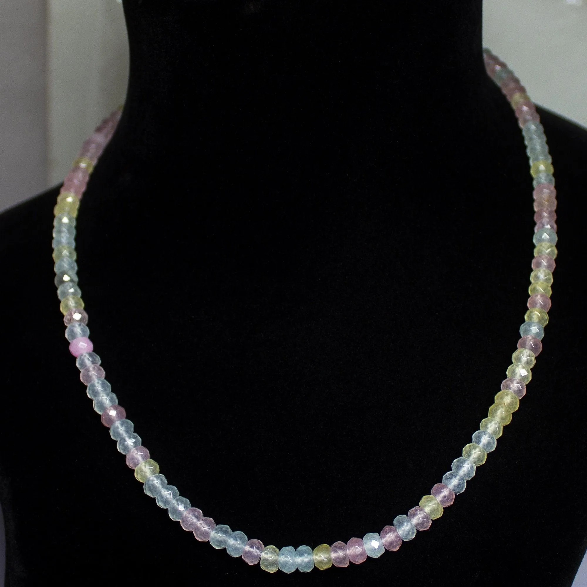 Natural Multi Color Jade Faceted Rondelle Beads Necklace 6mm 21"