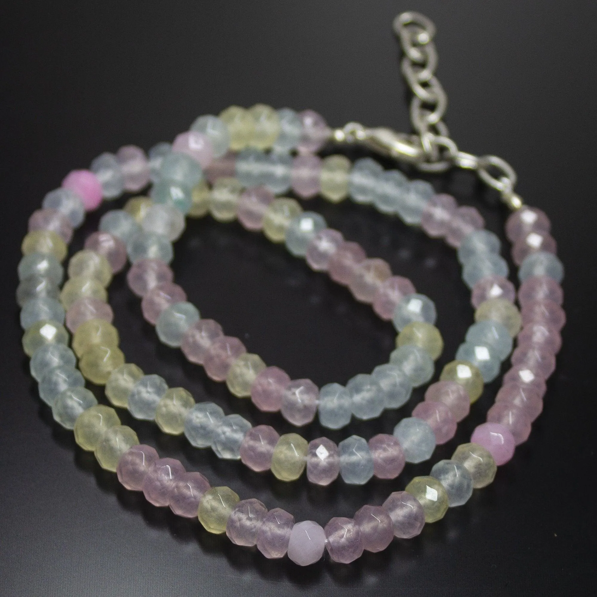 Natural Multi Color Jade Faceted Rondelle Beads Necklace 6mm 21"