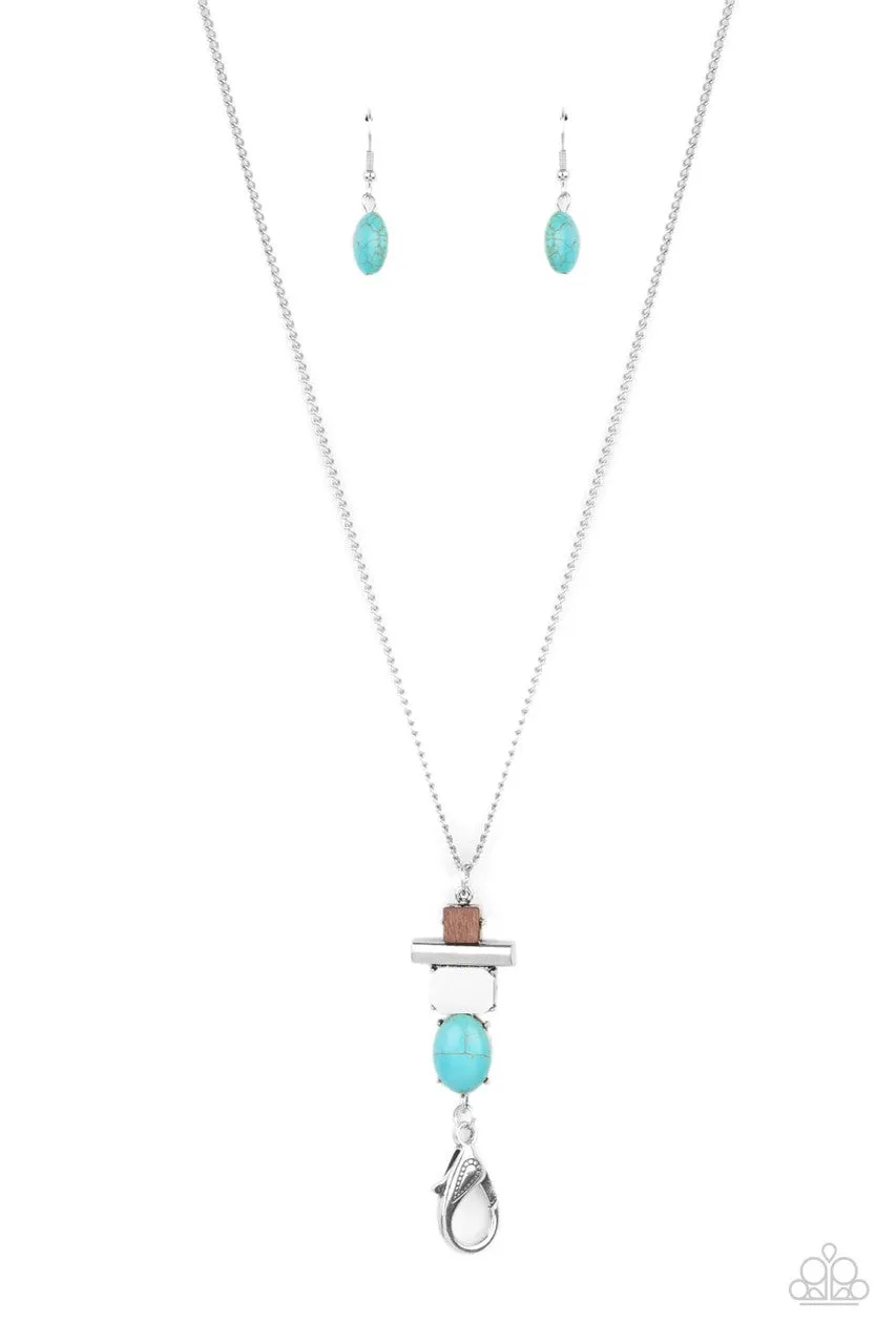 Natural Novice Blue Paparazzi Lanyard Necklace