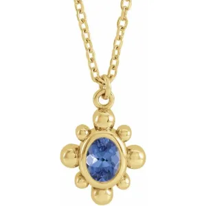 Natural Oval Cut Tanzanite Beaded Pendant