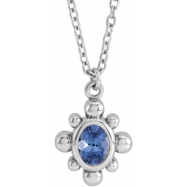 Natural Oval Cut Tanzanite Beaded Pendant