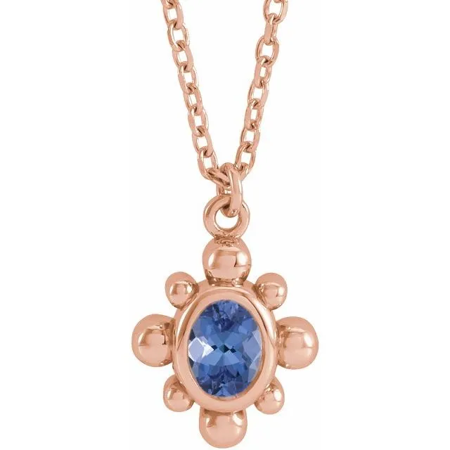 Natural Oval Cut Tanzanite Beaded Pendant