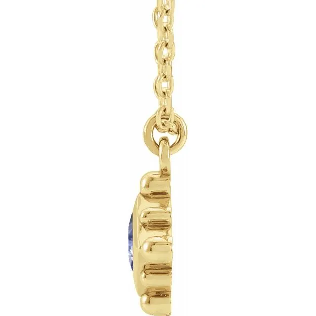 Natural Princess Cut Tanzanite Bezel-Set beaded Pendant