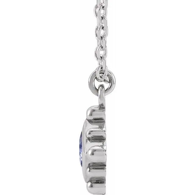 Natural Princess Cut Tanzanite Bezel-Set beaded Pendant
