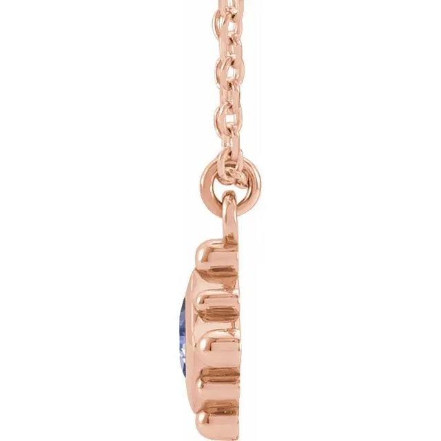 Natural Princess Cut Tanzanite Bezel-Set beaded Pendant
