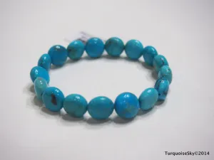 Natural pure turquoise beads bracelet 6.3 inches