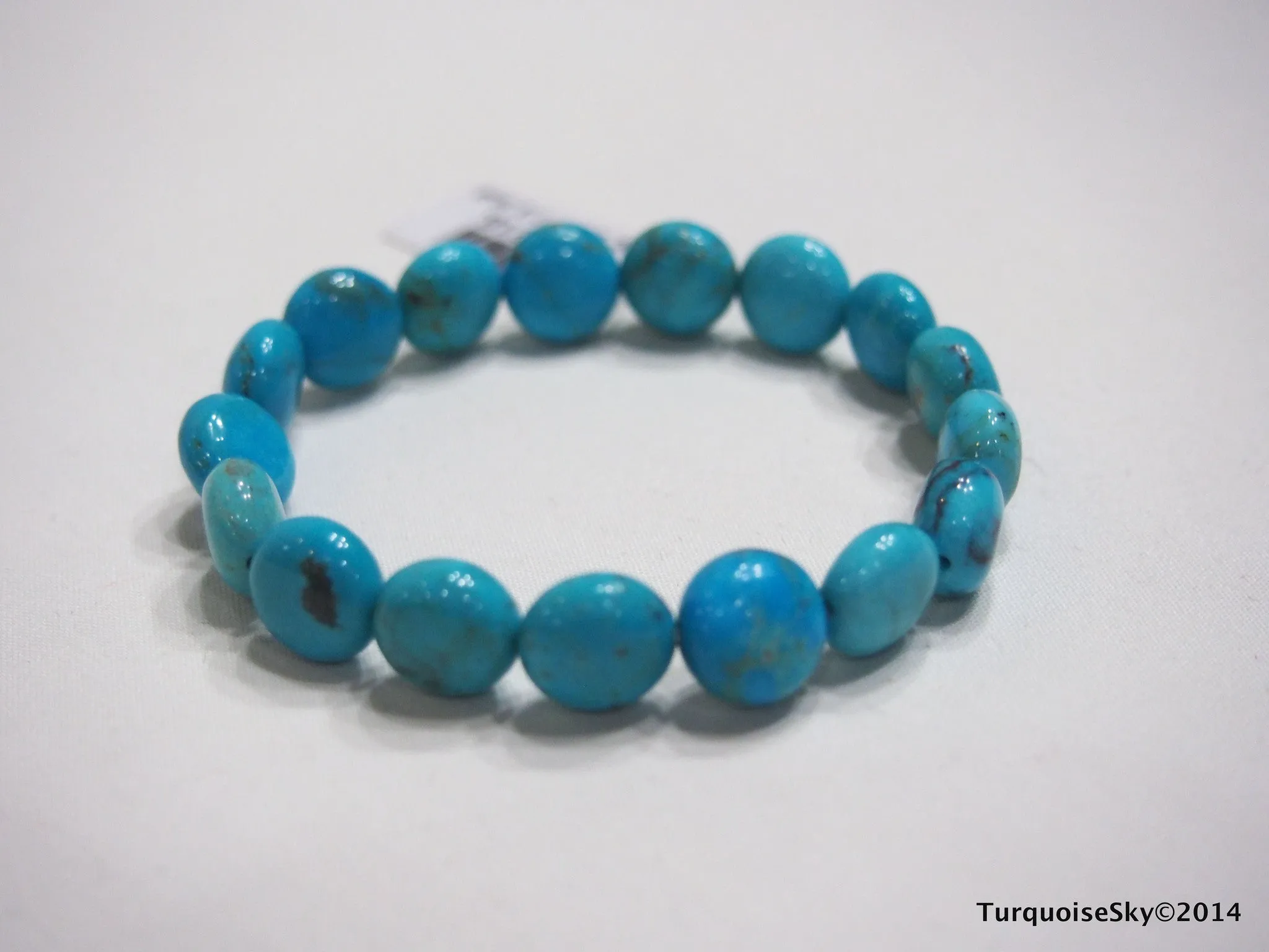 Natural pure turquoise beads bracelet 6.3 inches
