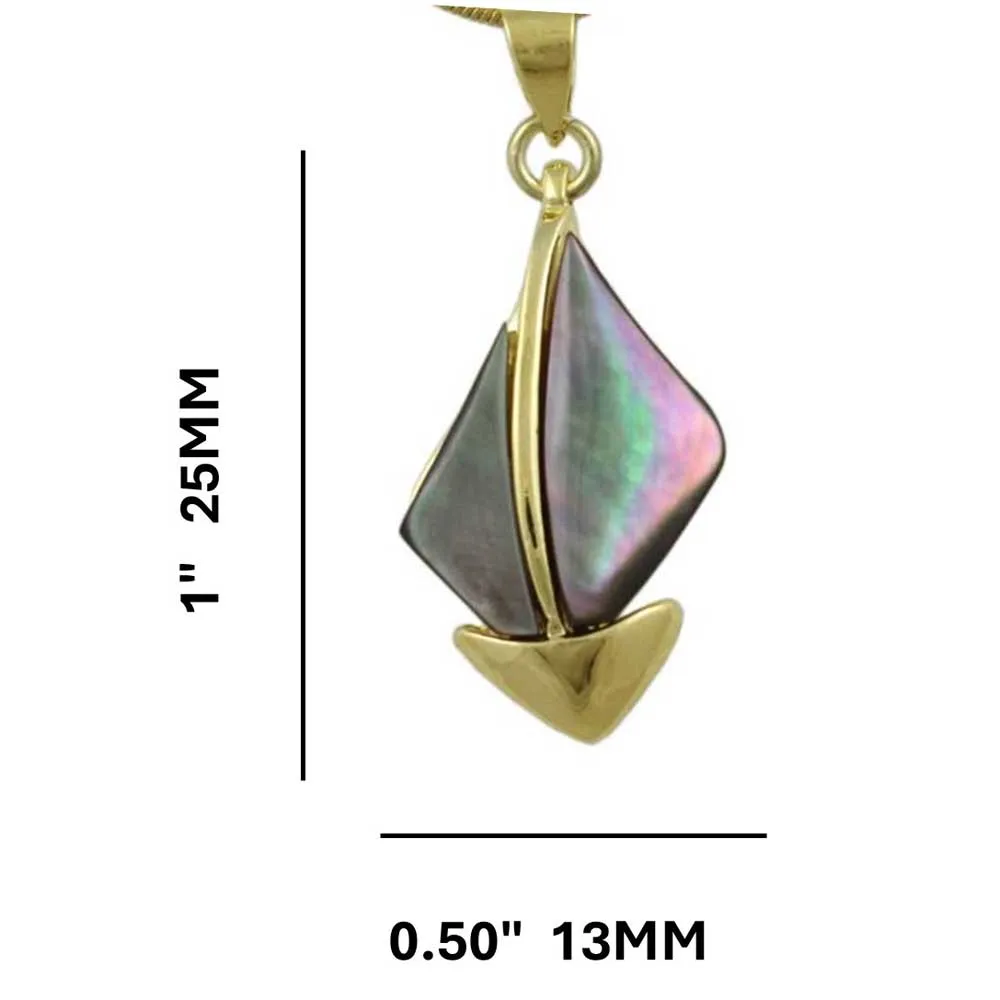 Natural Shell Sailboat Pendant on Gold-plated Chain - SLN801