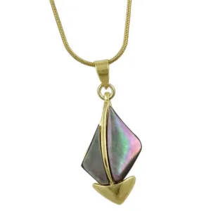 Natural Shell Sailboat Pendant on Gold-plated Chain - SLN801
