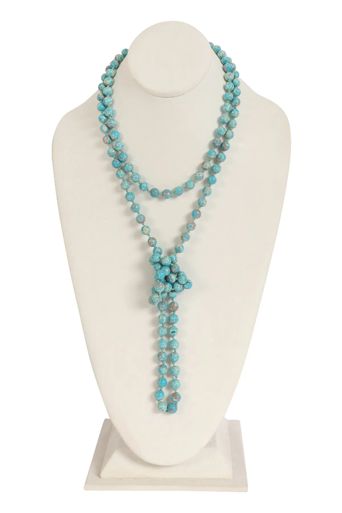Natural Stone Long Line Knotted Necklace Blue - Pack of 6