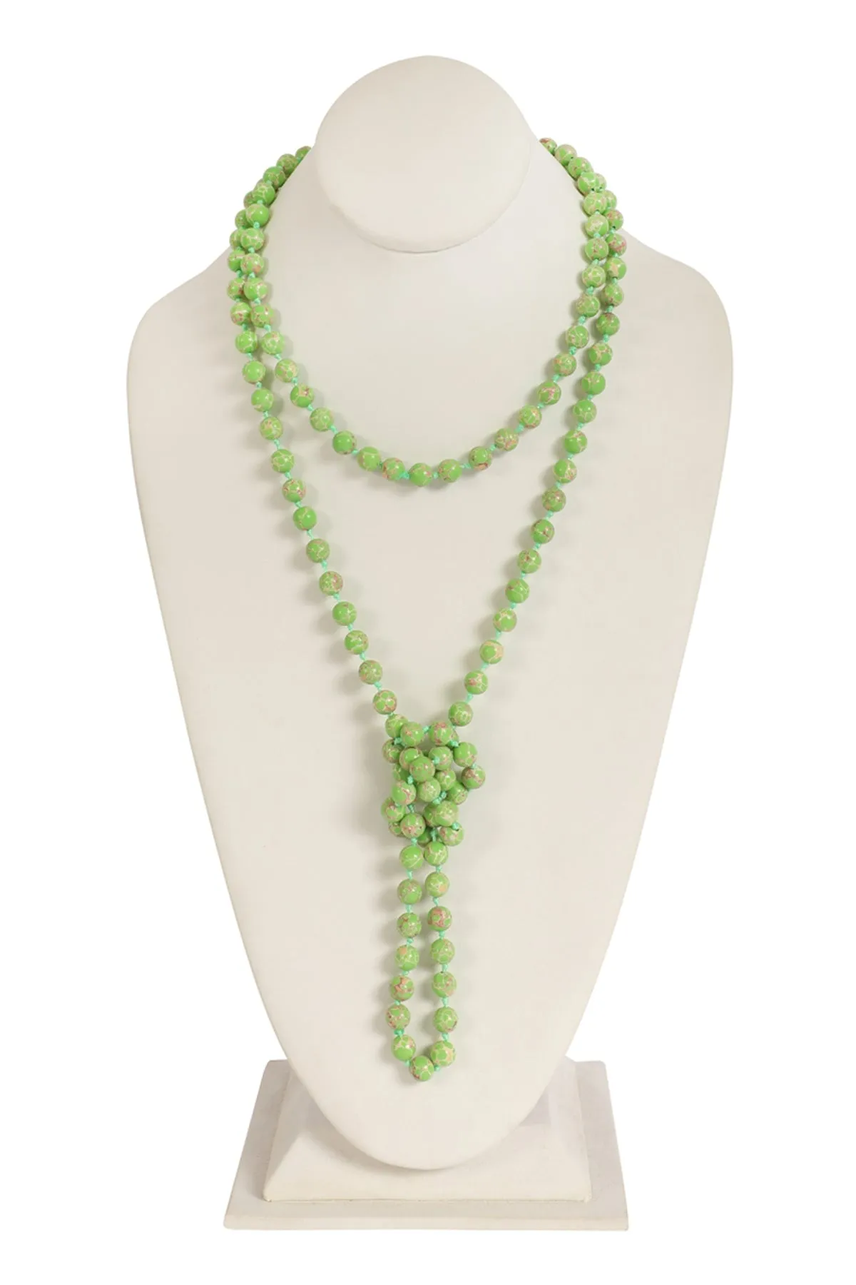Natural Stone Long Line Knotted Necklace Mint - Pack of 6