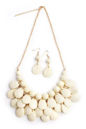 Natural Teardrop Bubble Bib Necklace and Earring Set - Pack of 6