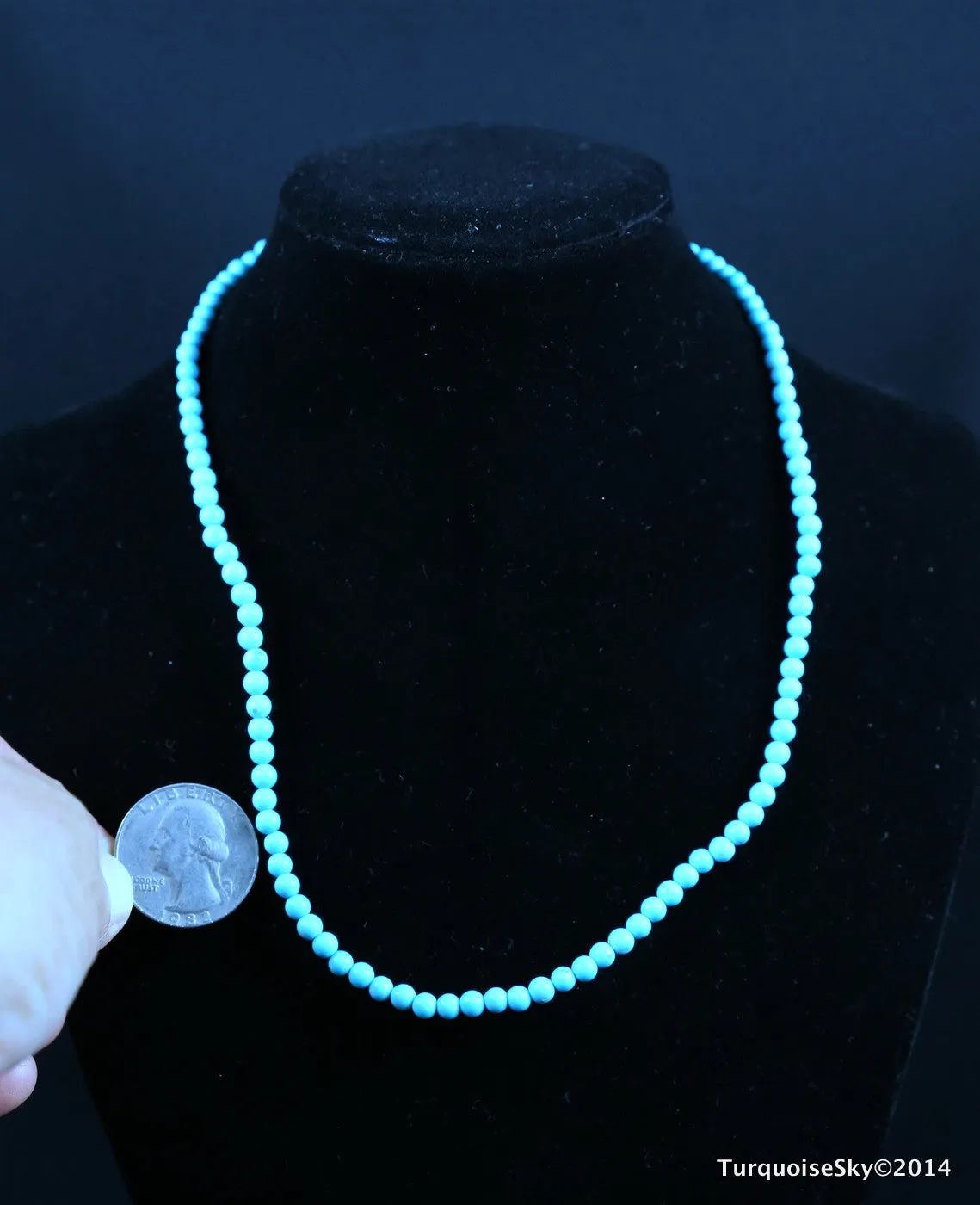 Natural turquoise beads necklace 16 inches