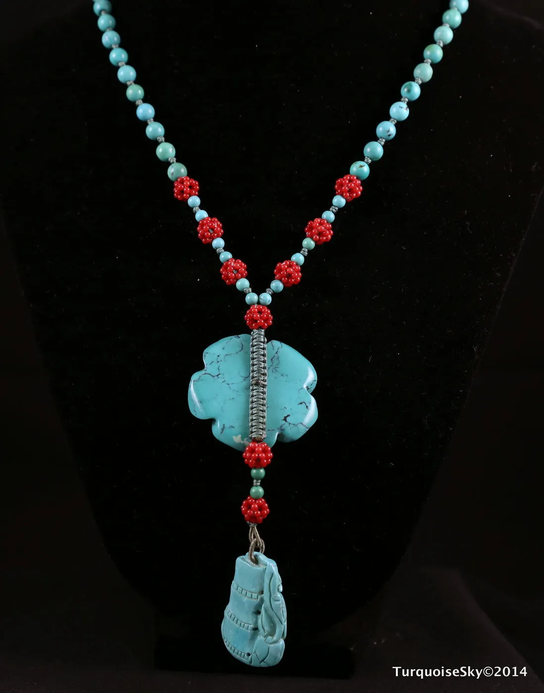 Natural turquoise necklace 18  inches