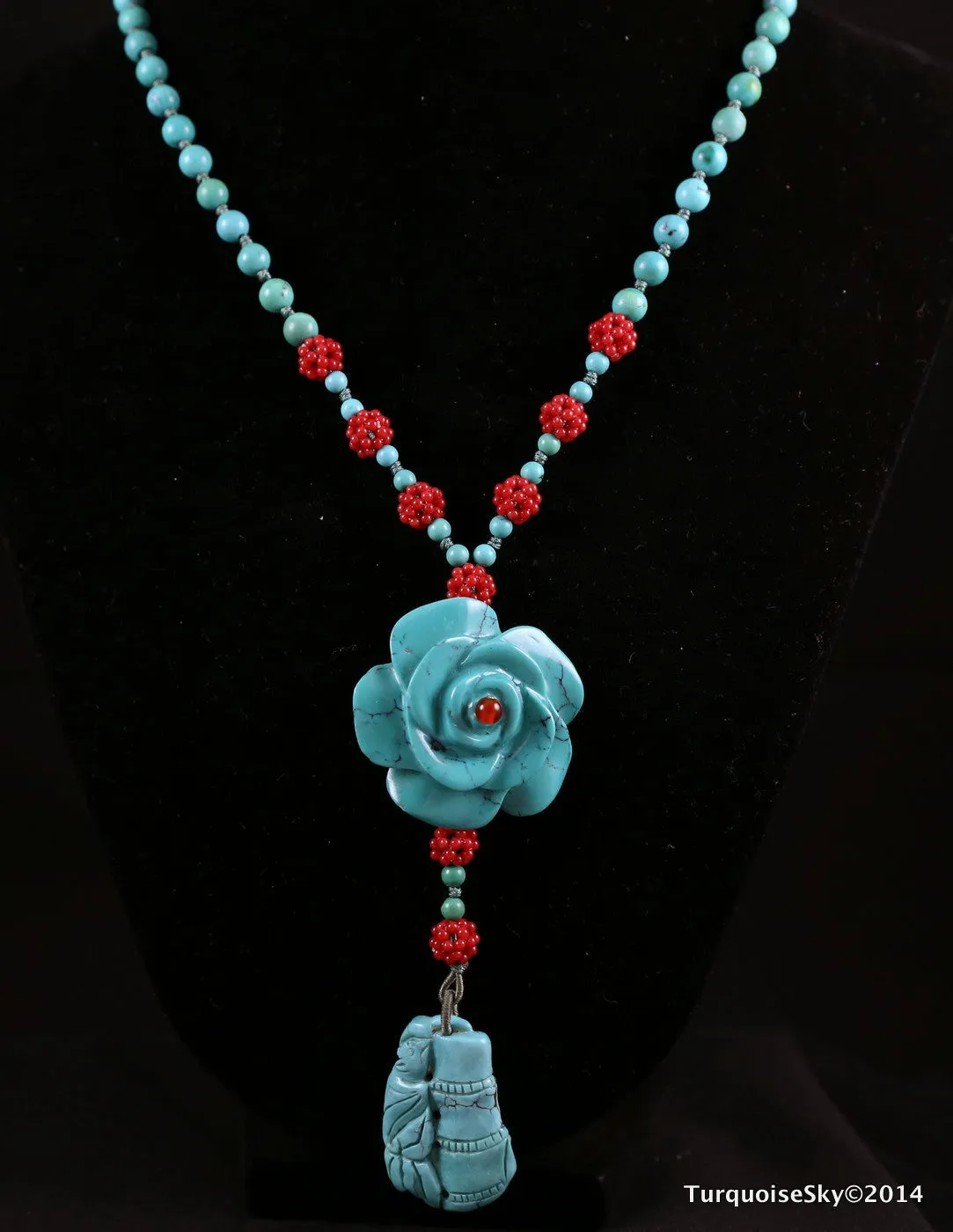 Natural turquoise necklace 18  inches