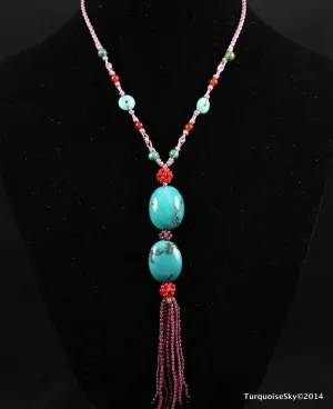 Natural turquoise necklace 26 inches