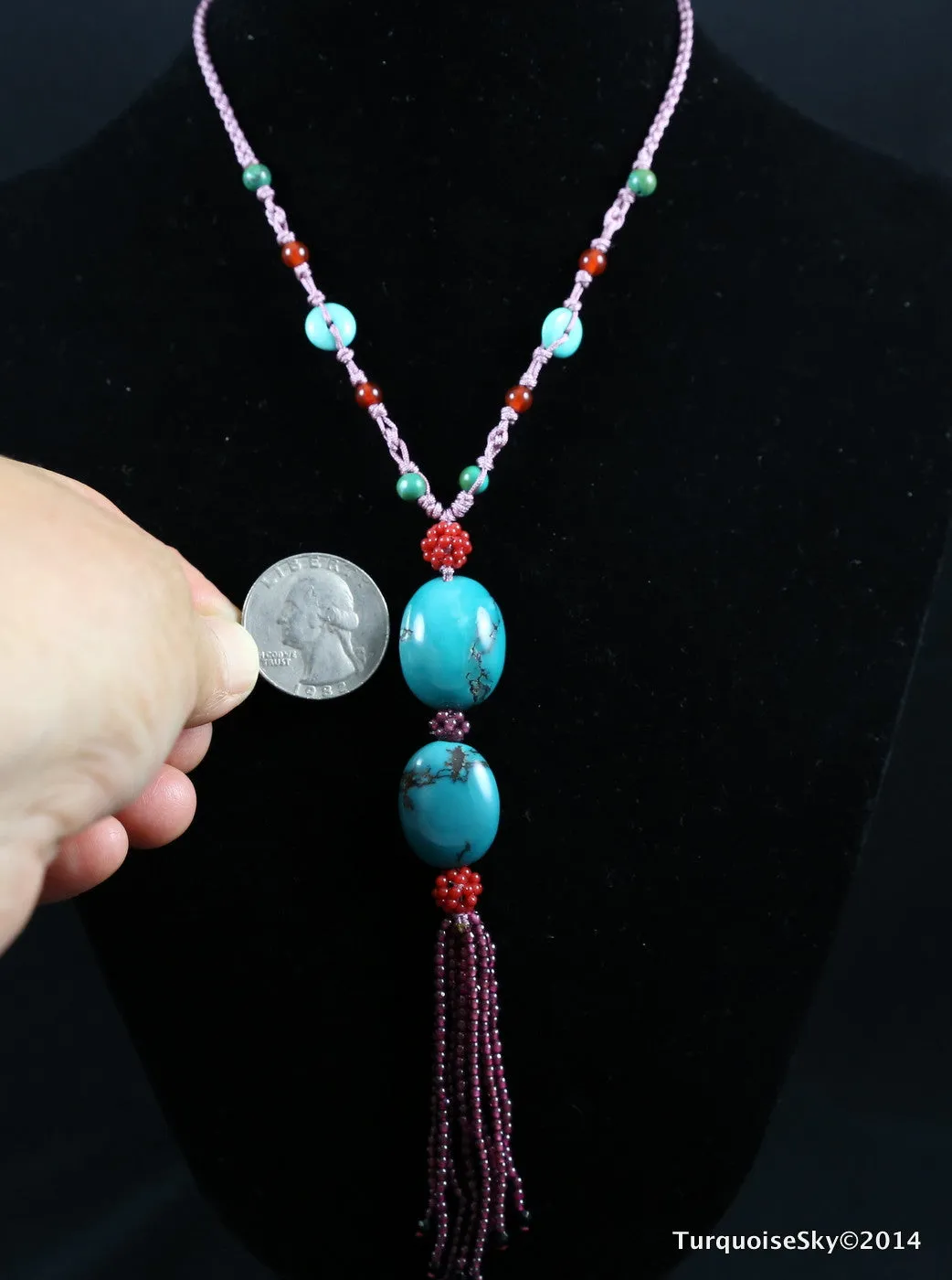 Natural turquoise necklace 26 inches