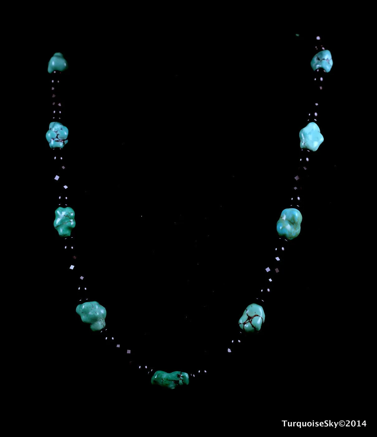 Natural turquoise necklace 26  inches