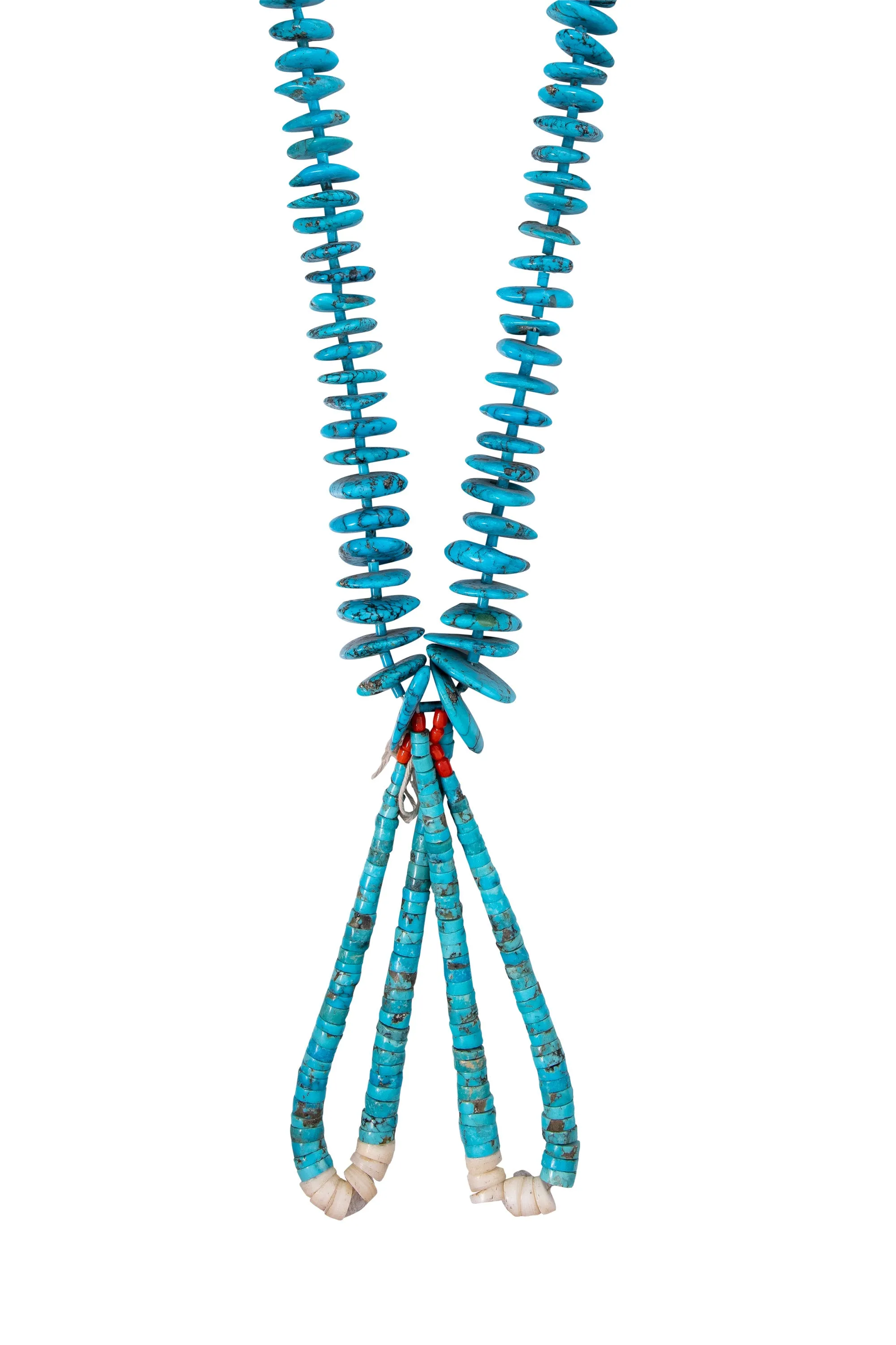 Necklace, Natural Stone, Jacla, Turquoise Tabs, Heishi & Shell, Old Pawn, Vintage, 1146