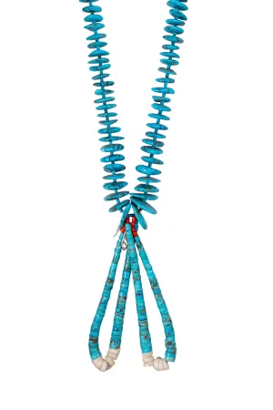 Necklace, Natural Stone, Jacla, Turquoise Tabs, Heishi & Shell, Old Pawn, Vintage, 1146