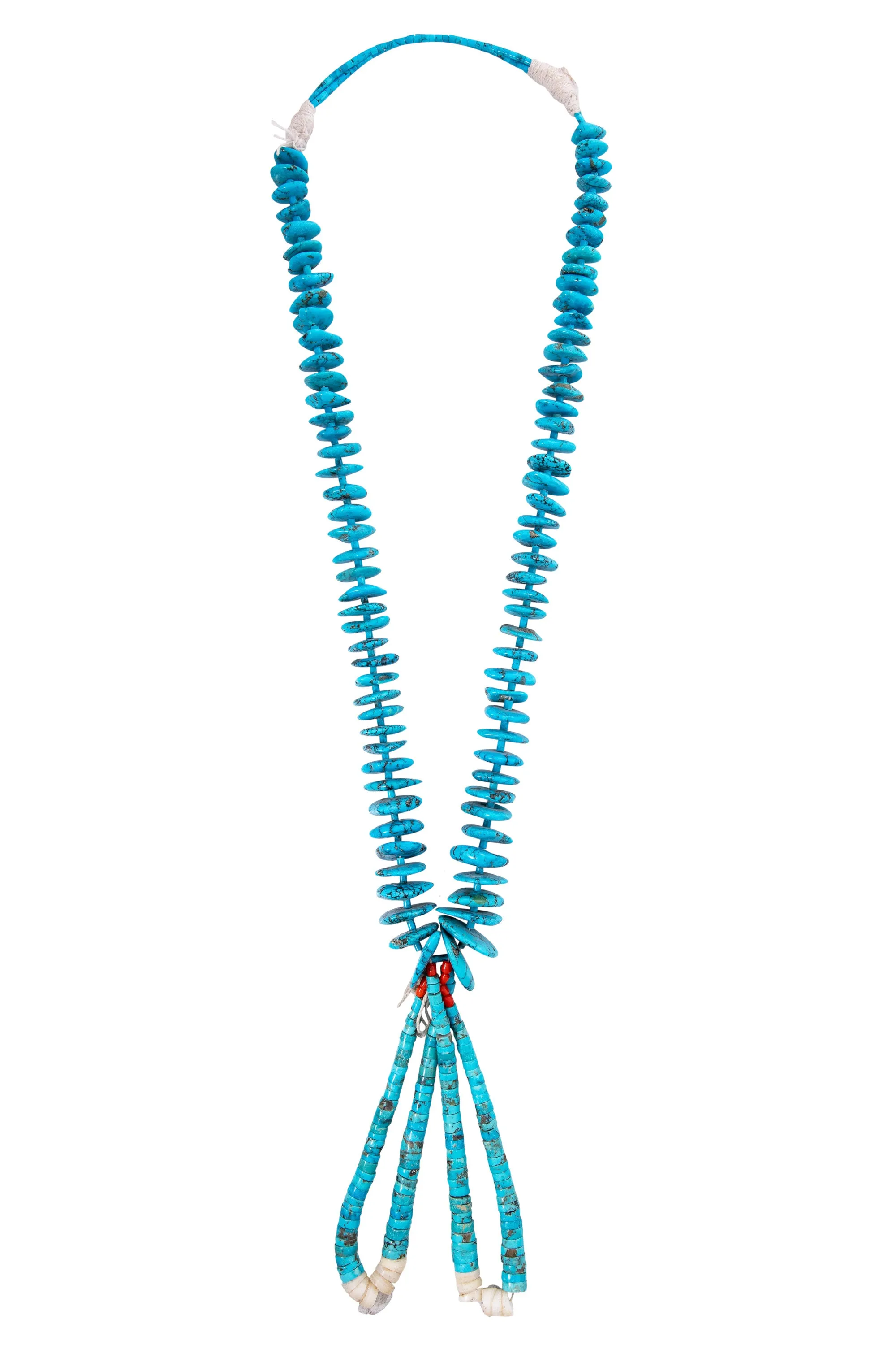 Necklace, Natural Stone, Jacla, Turquoise Tabs, Heishi & Shell, Old Pawn, Vintage, 1146