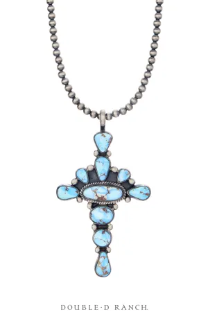 Necklace, Pendant, Turquoise, Golden Hills, Cluster Cross, Hallmark, Contemporary, 3524