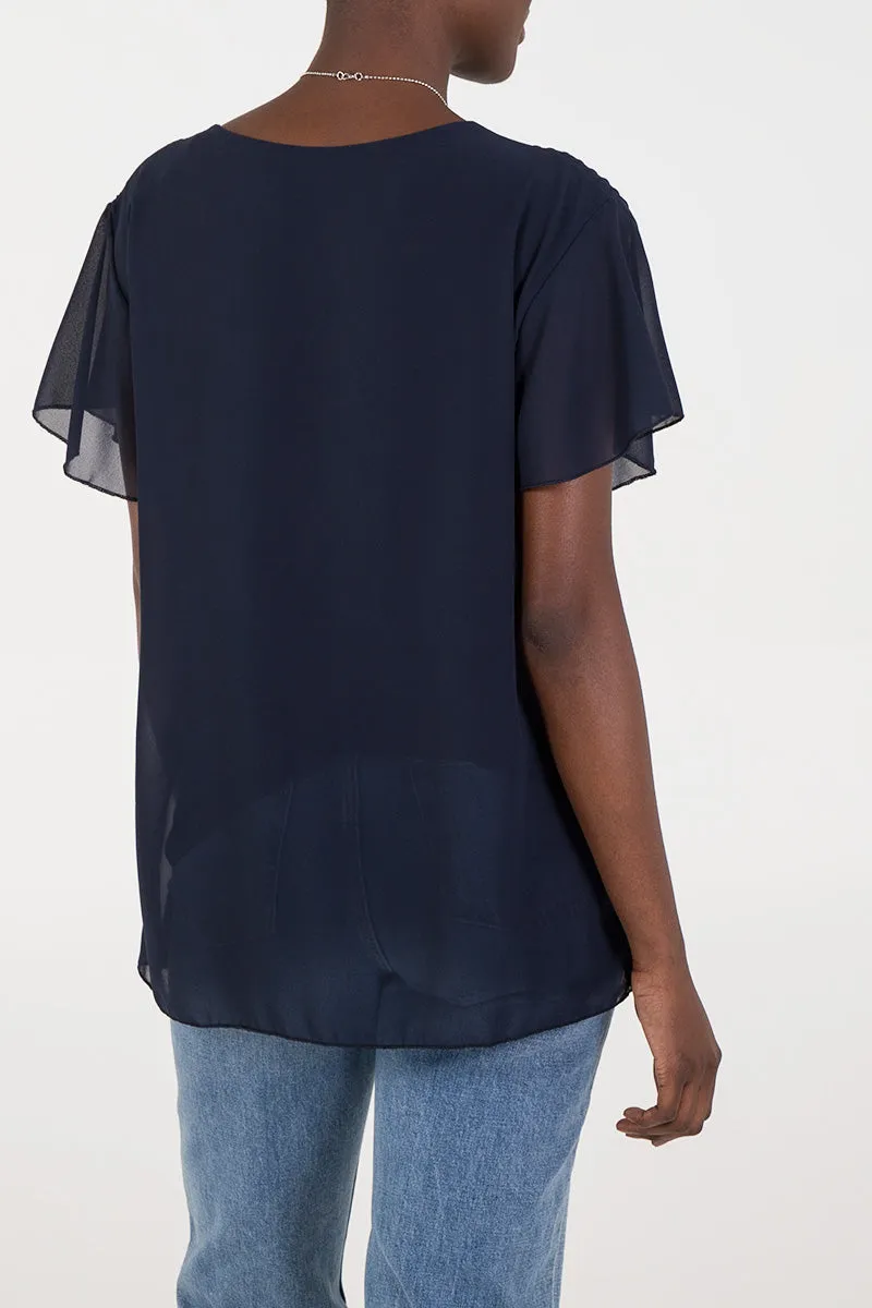 Necklace Pleated Top