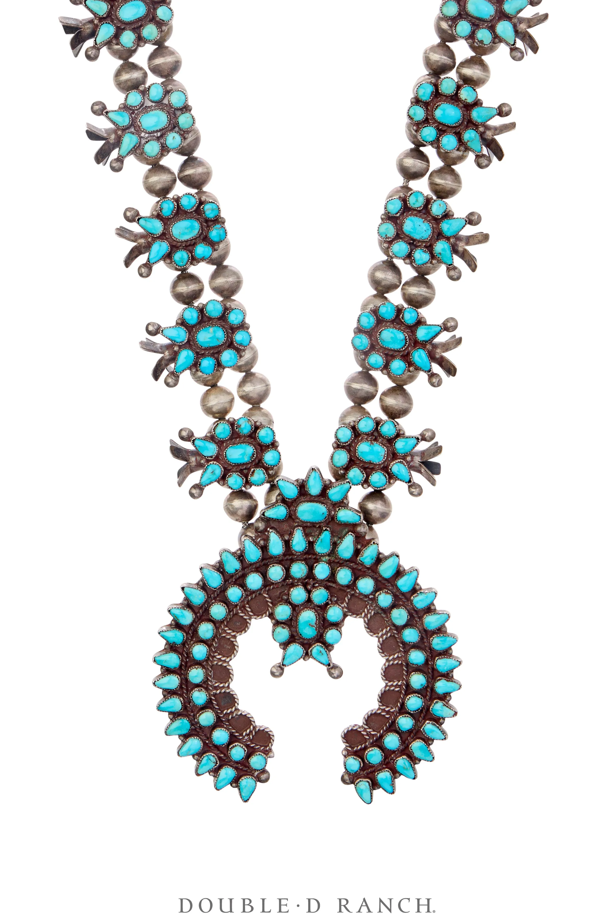 Necklace, Squash Blossom, Turquoise, Zuni, Vintage, 3449