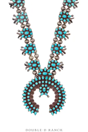 Necklace, Squash Blossom, Turquoise, Zuni, Vintage, 3449