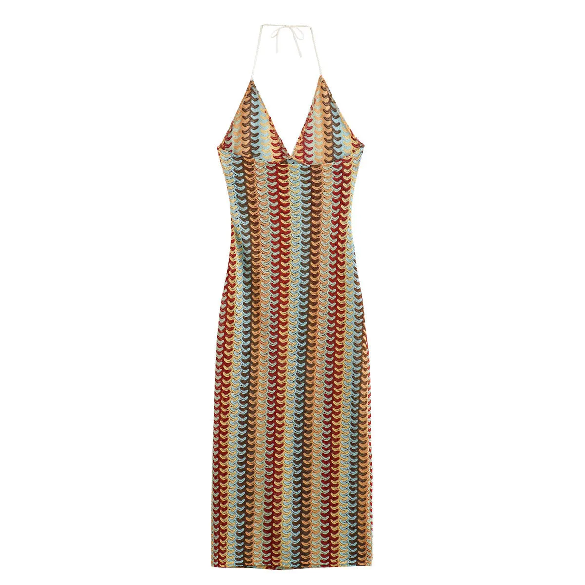 New European and American Style Crochet Floral Maxi Dress S-240804-13