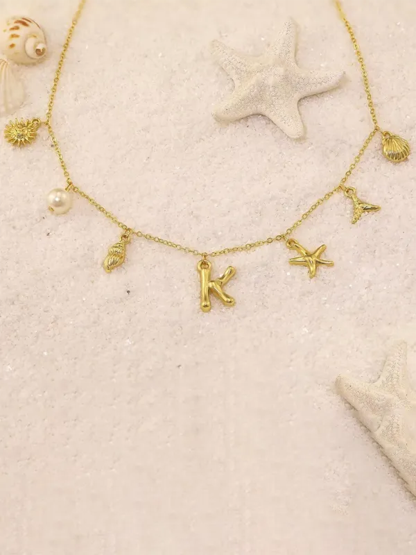 New Fashion Pearl Ocean Shell Letter Necklace